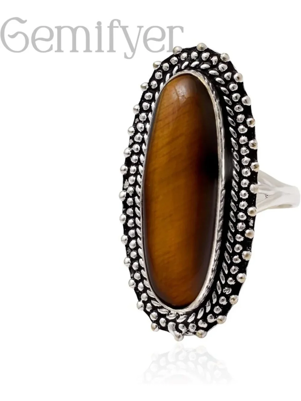Handmade 925 Sterling Silver Turquoise & Tiger's Eye Statement Rings for Women